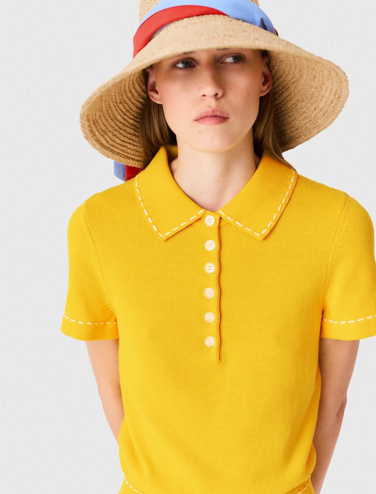 Maje On Sale / Knit playsuit with polo collar