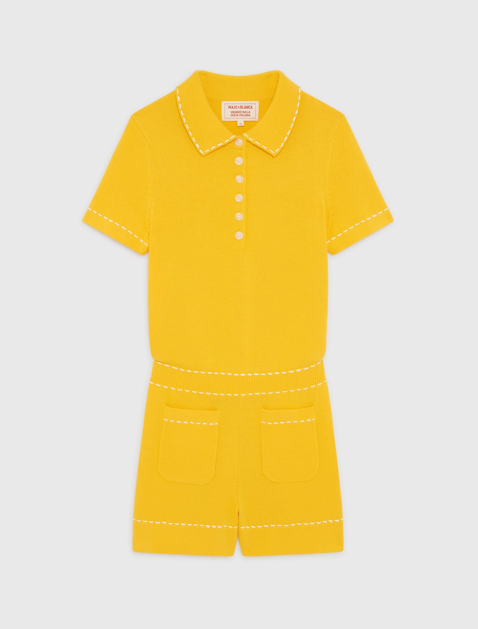 Maje On Sale / Knit playsuit with polo collar