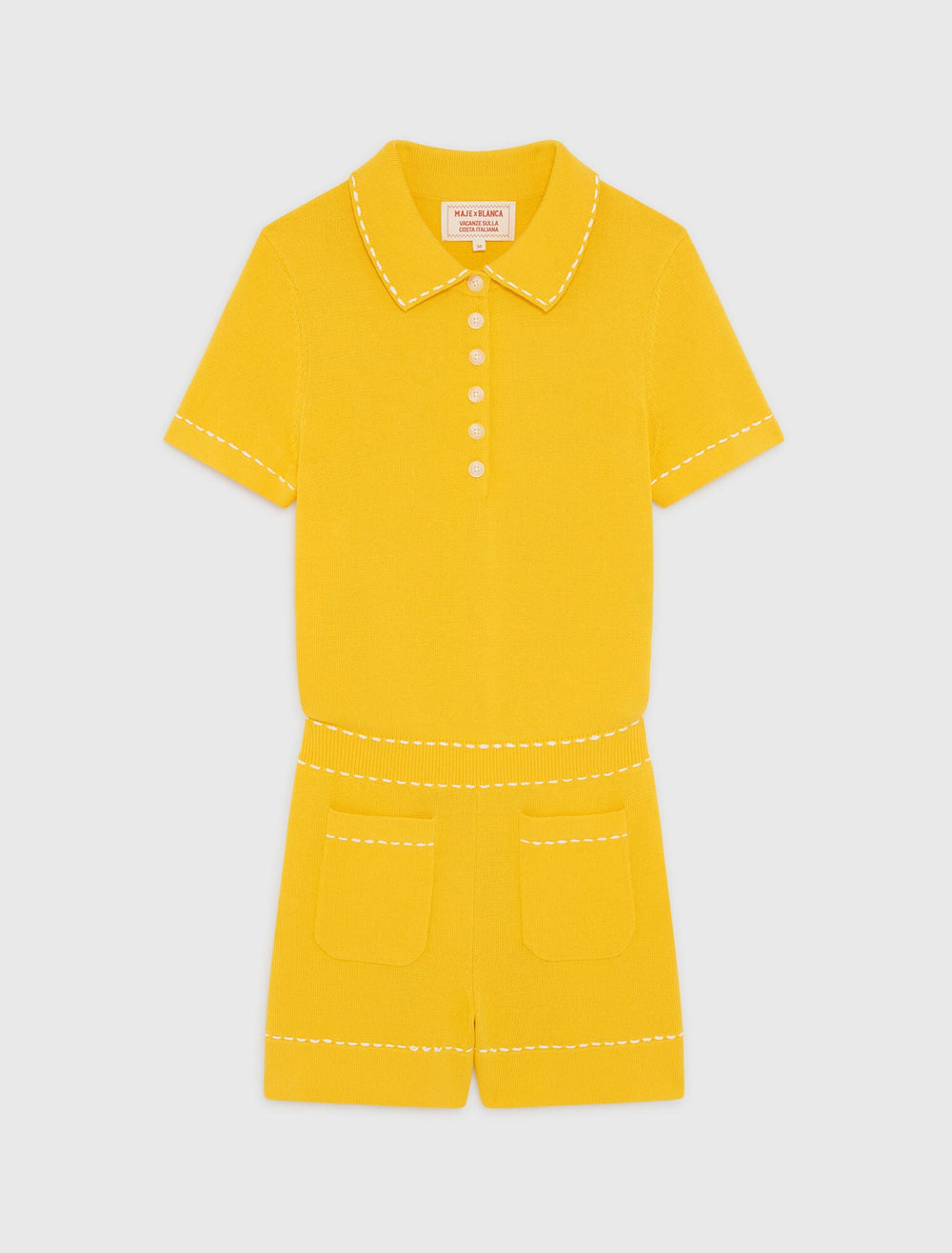 Maje On Sale / Knit playsuit with polo collar