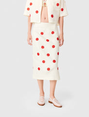 Maje New / Embroidered linen-silk pencil skirt