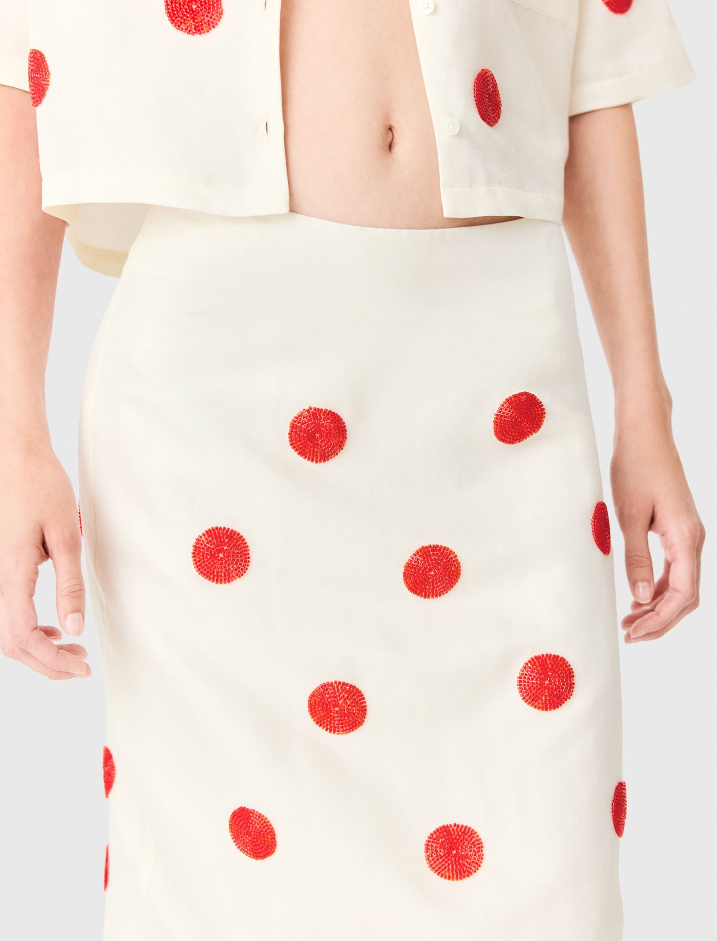 Maje New / Embroidered linen-silk pencil skirt