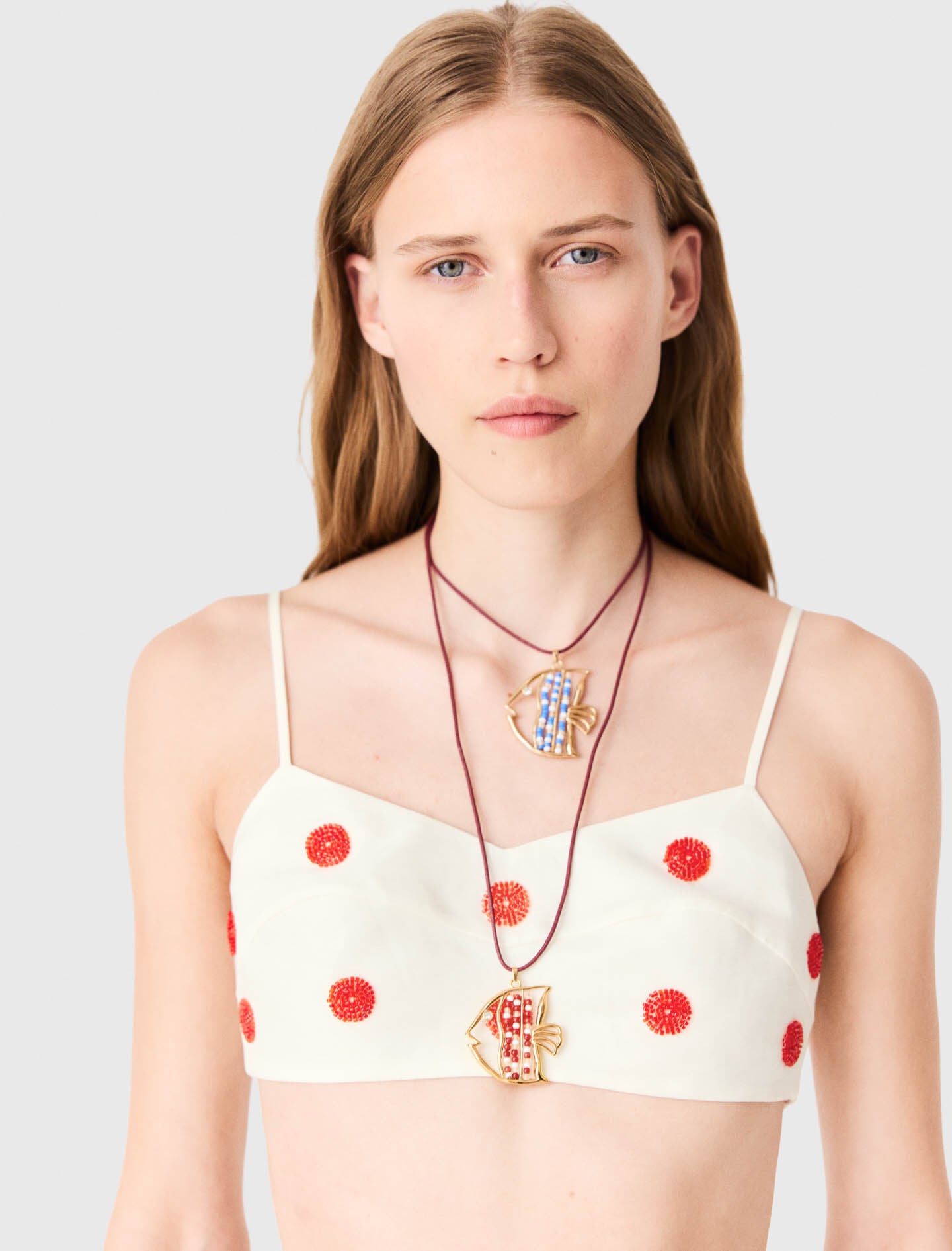 Maje Discount / Embroidered linen and silk crop top