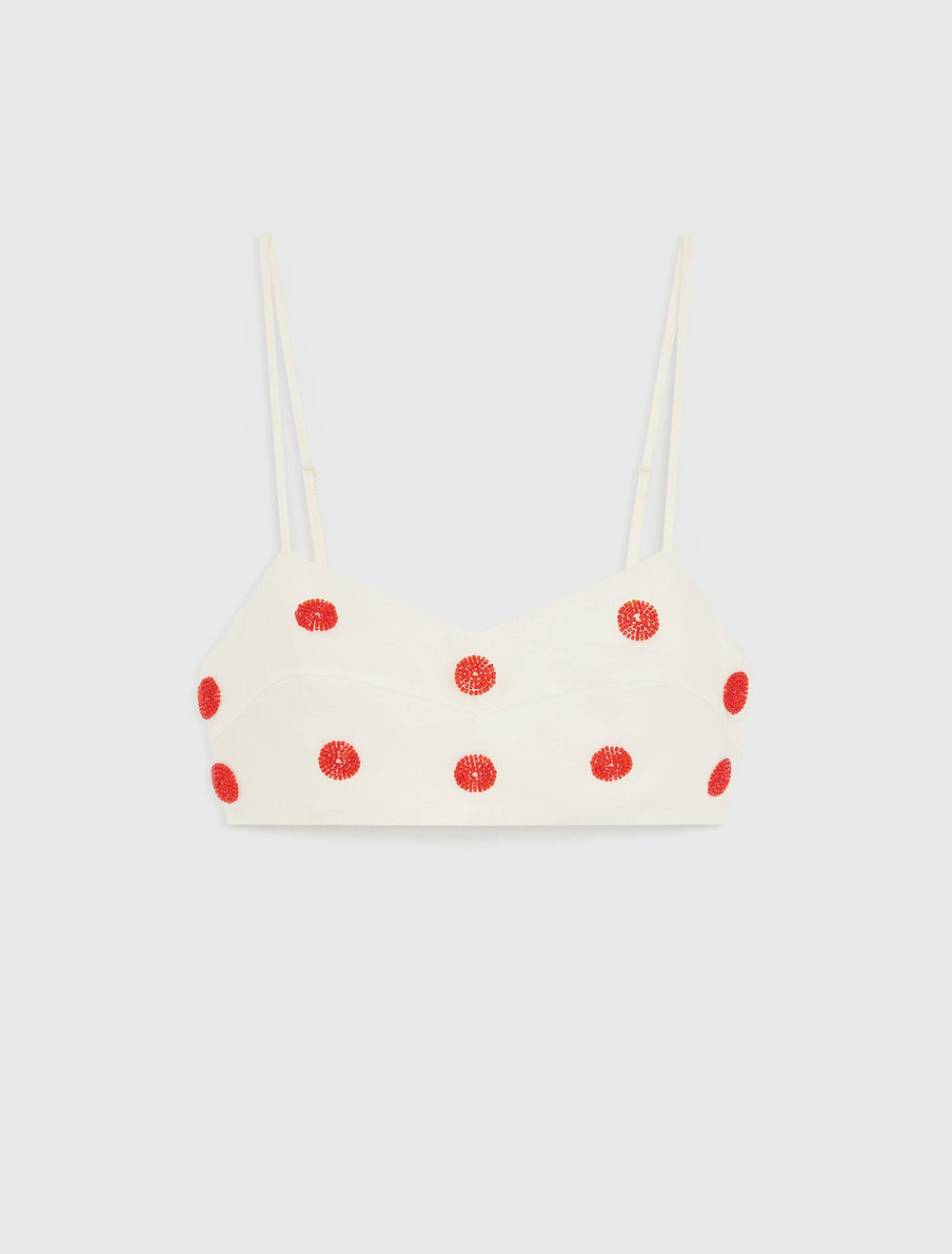 Maje Discount / Embroidered linen and silk crop top