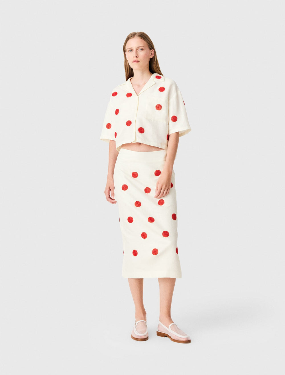 Maje Online / Embroidered linen and silk shirt