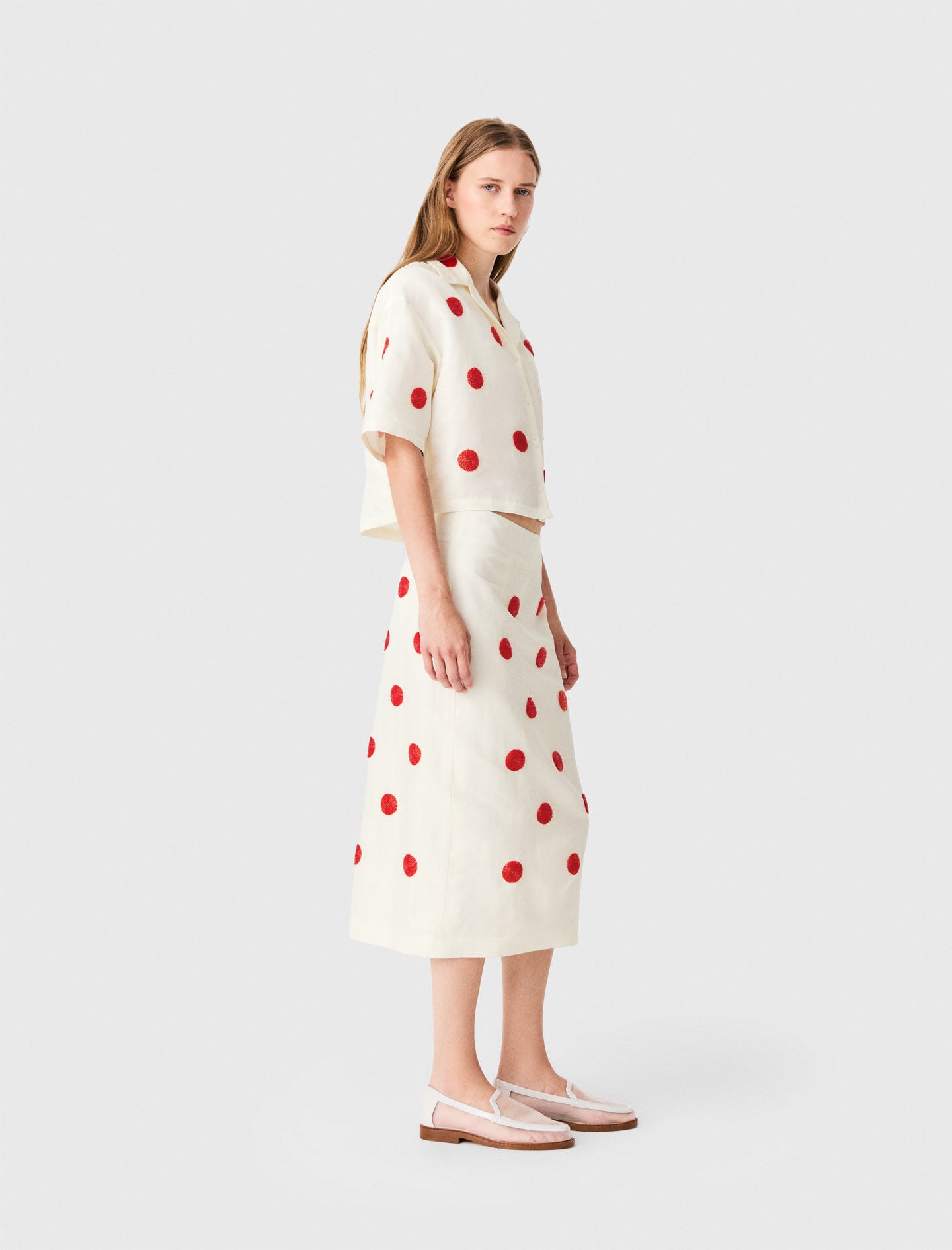 Maje Online / Embroidered linen and silk shirt