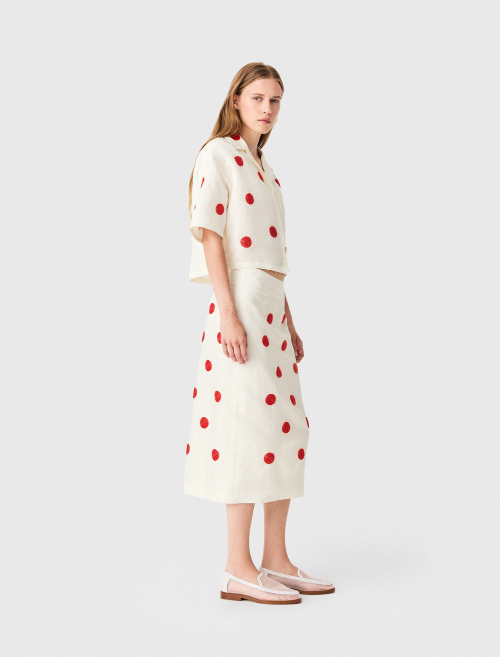 Maje Online / Embroidered linen and silk shirt