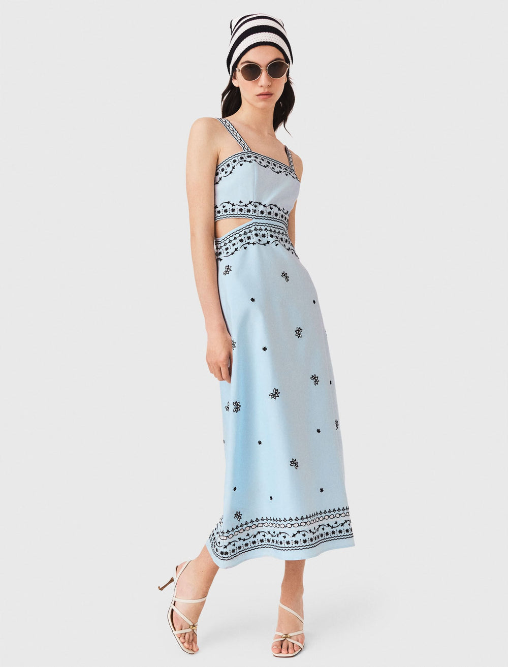 Maje Shop / Embroidered linen blend maxi dress