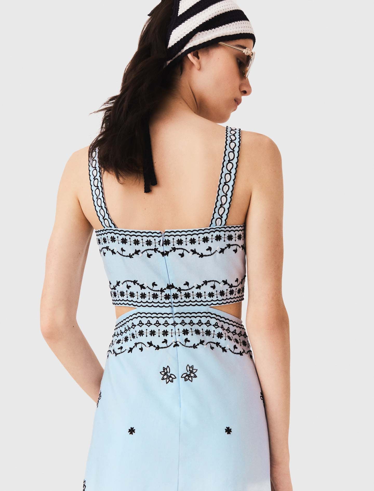 Maje Shop / Embroidered linen blend maxi dress
