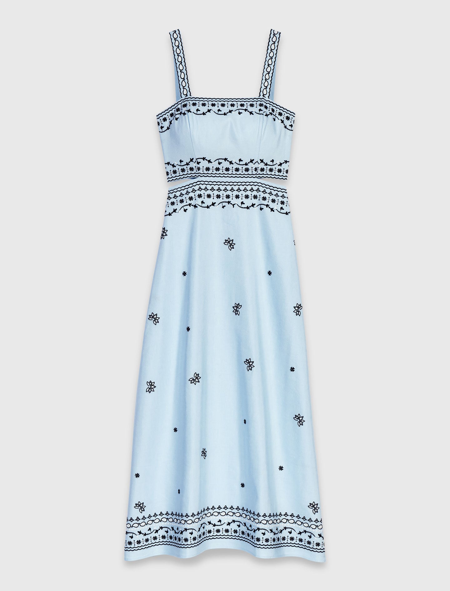 Maje Shop / Embroidered linen blend maxi dress