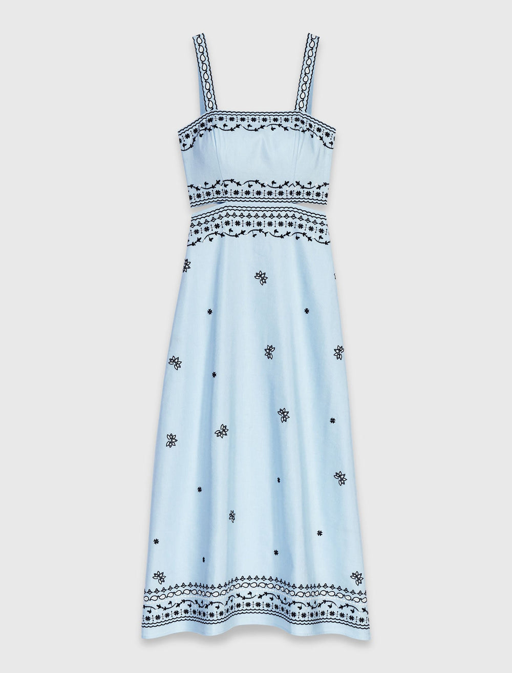 Maje Shop / Embroidered linen blend maxi dress