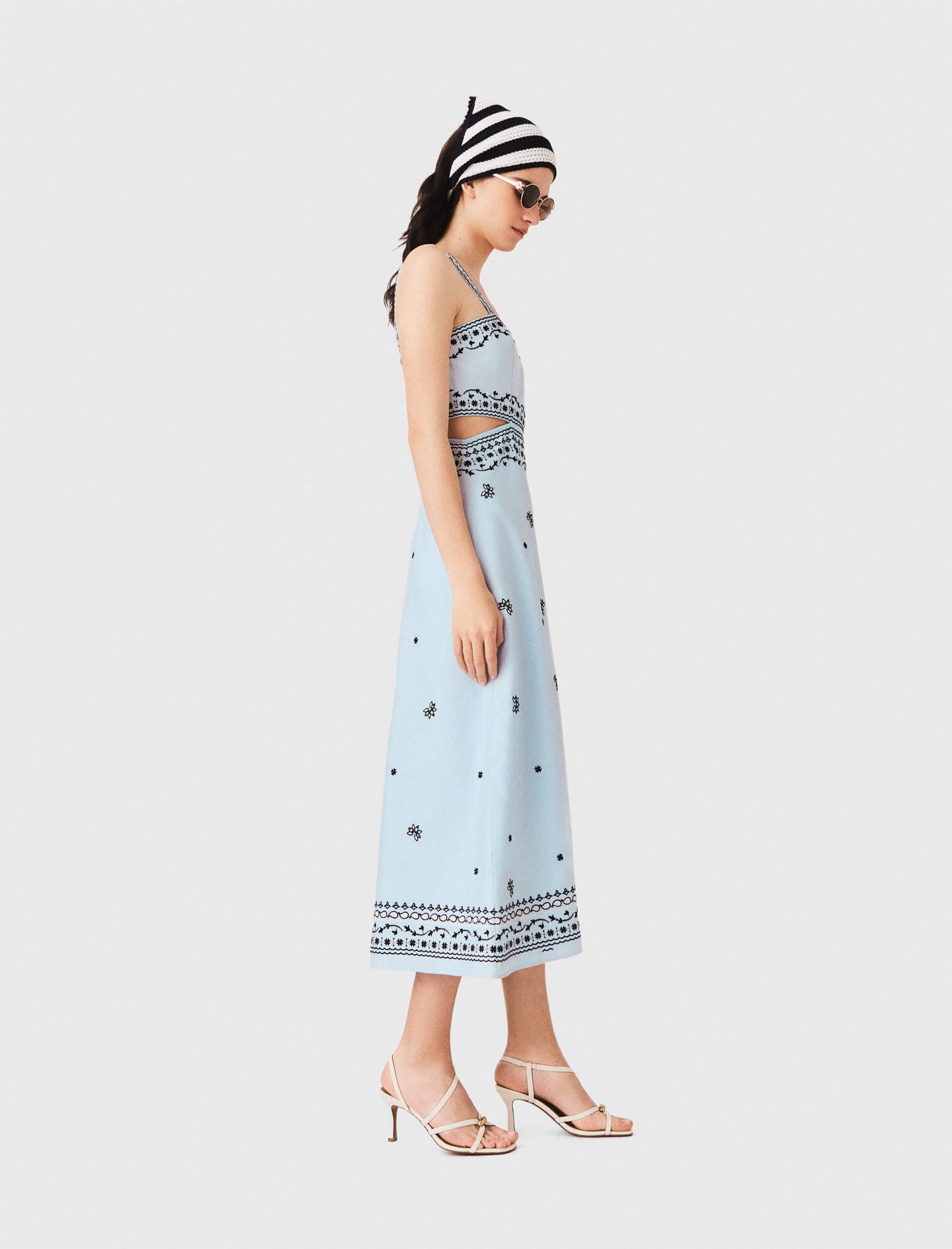 Maje Shop / Embroidered linen blend maxi dress