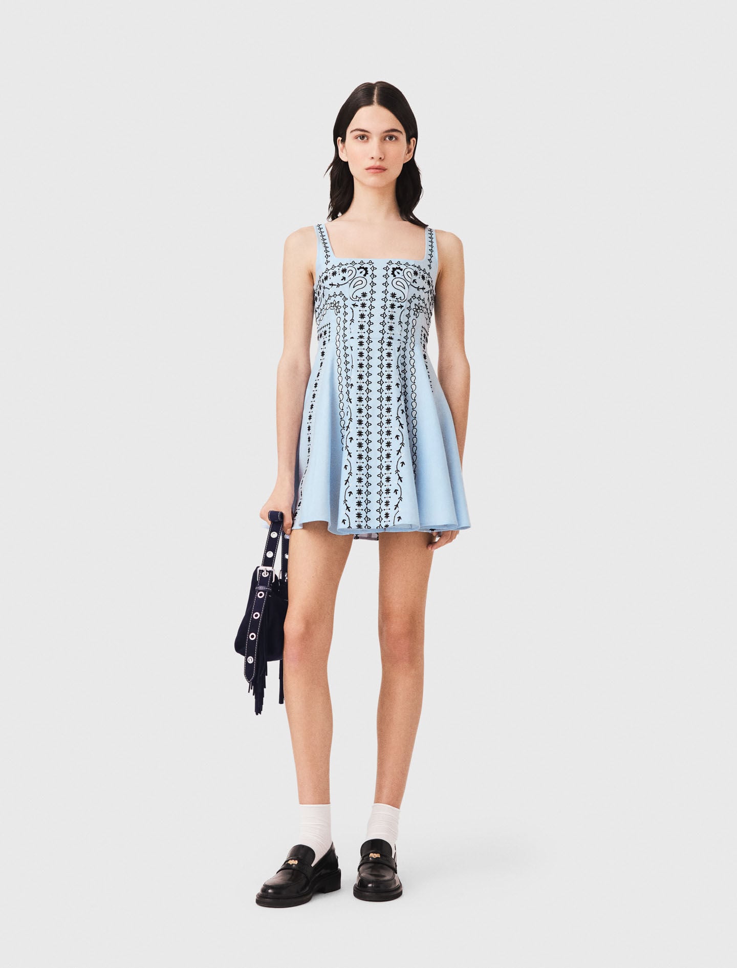 Maje On Sale / Short embroidered linen-blend dress