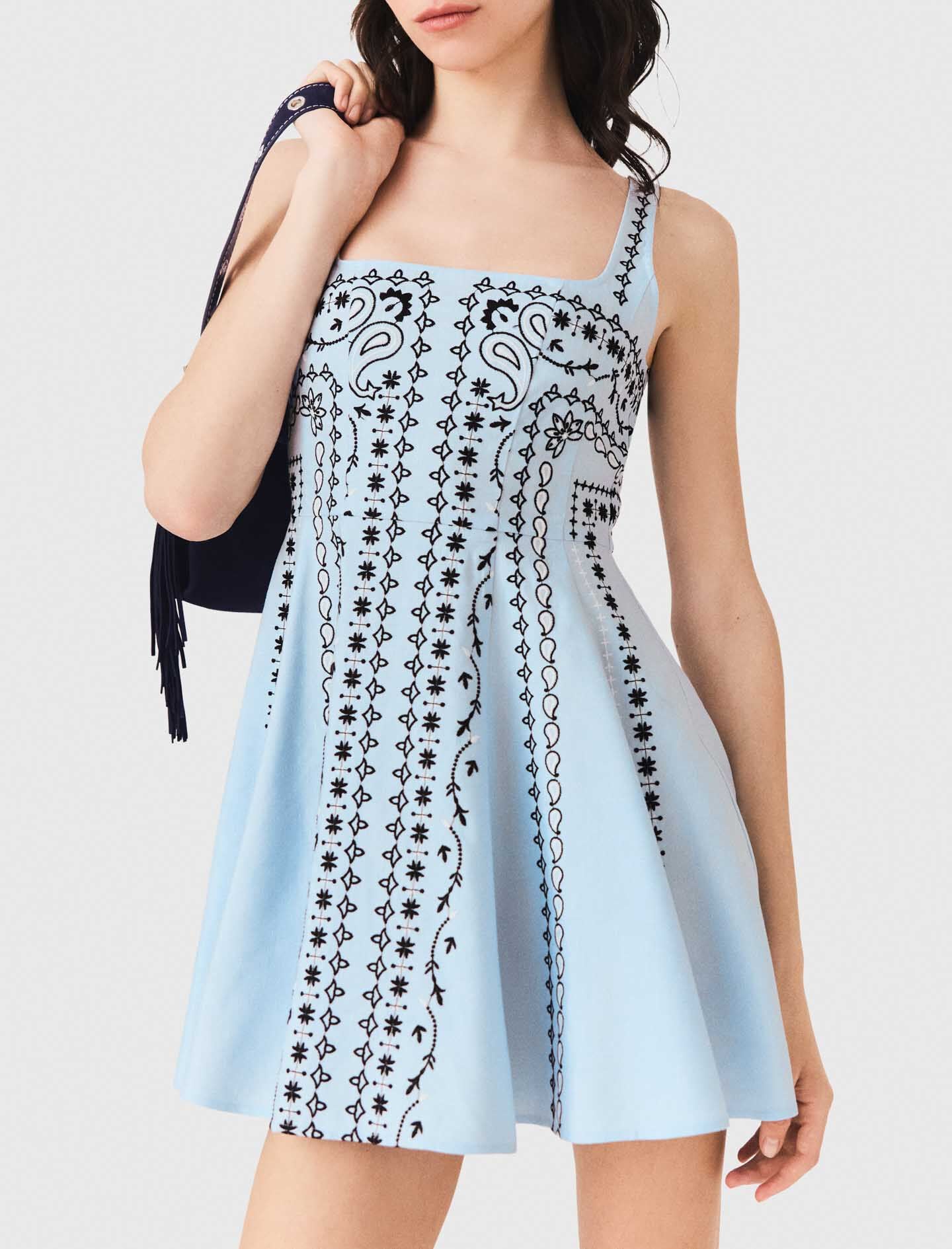 Maje On Sale / Short embroidered linen-blend dress