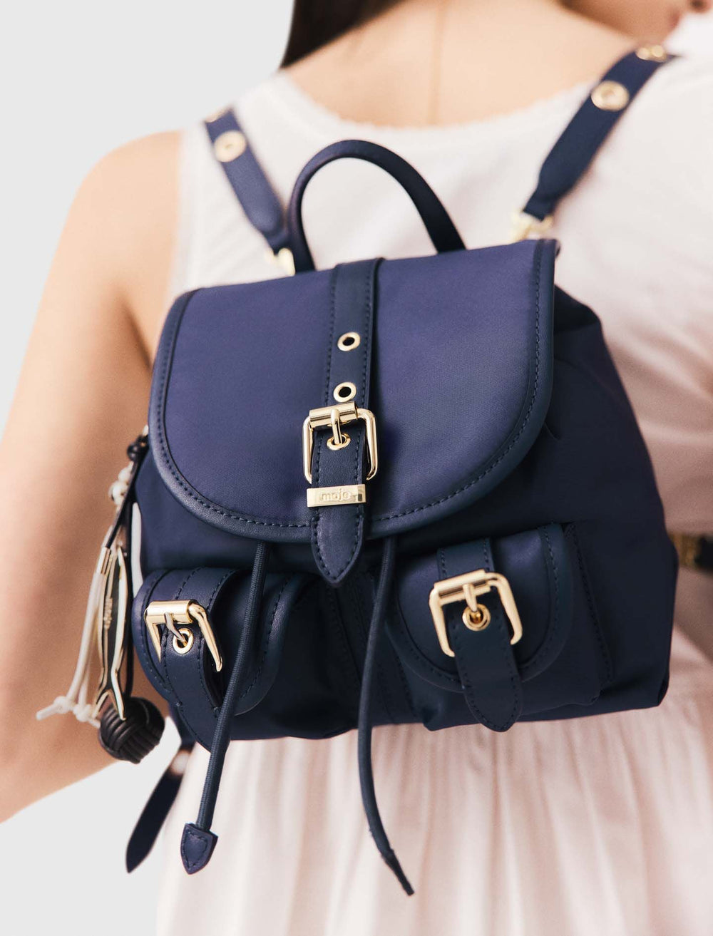 Maje Outlet / Mini leather and nylon backpack