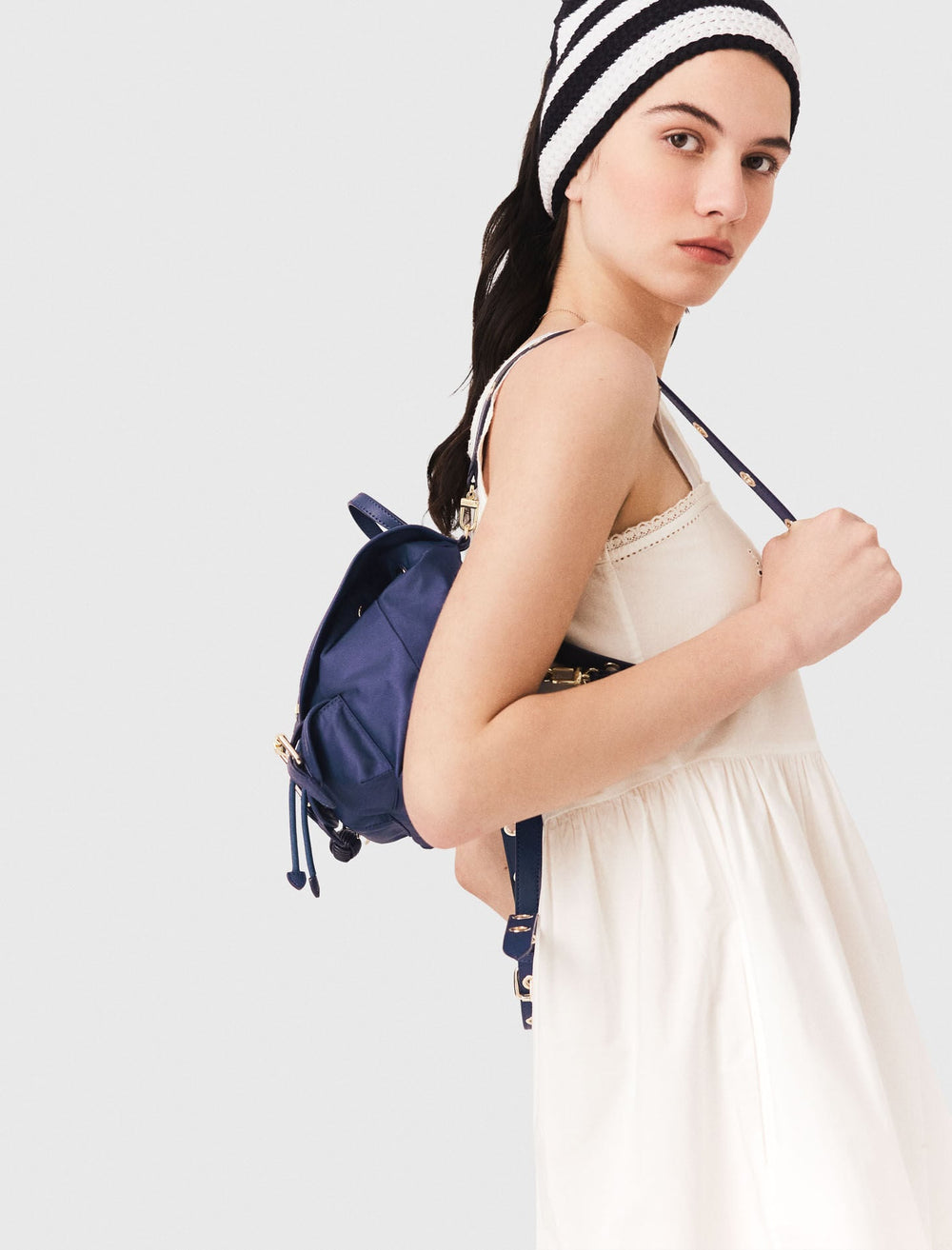 Maje Outlet / Mini leather and nylon backpack