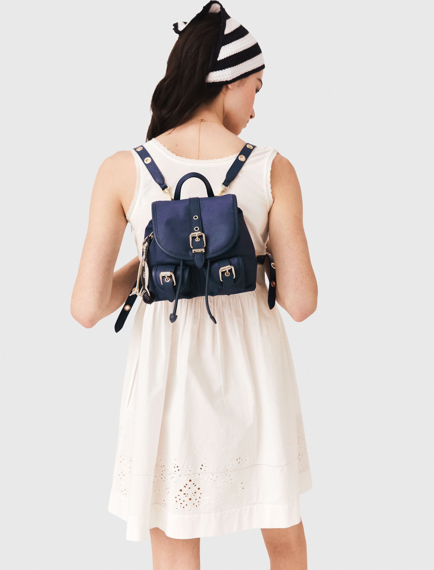 Maje Outlet / Mini leather and nylon backpack