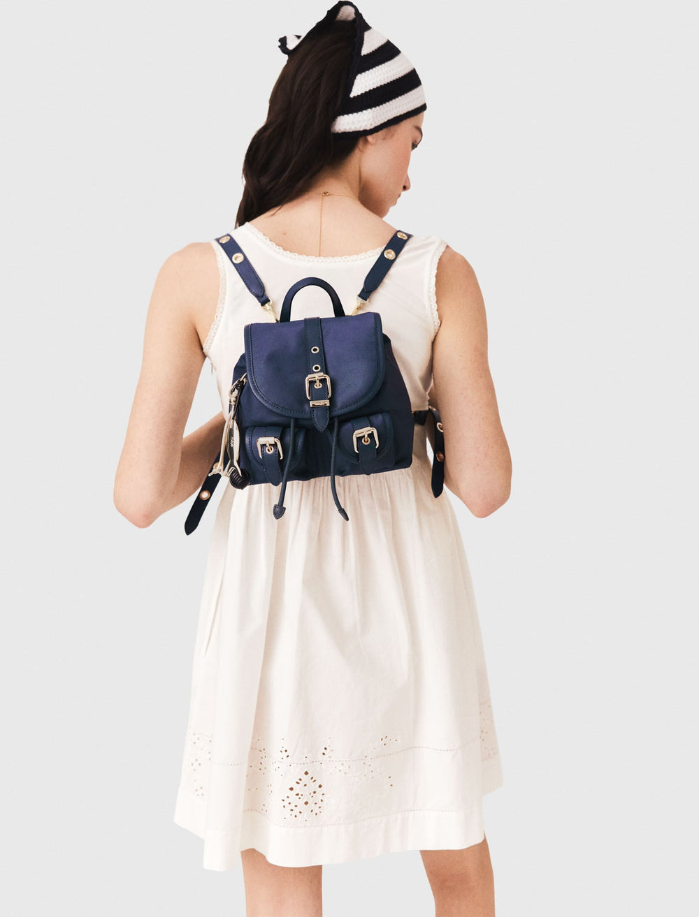 Maje Outlet / Mini leather and nylon backpack