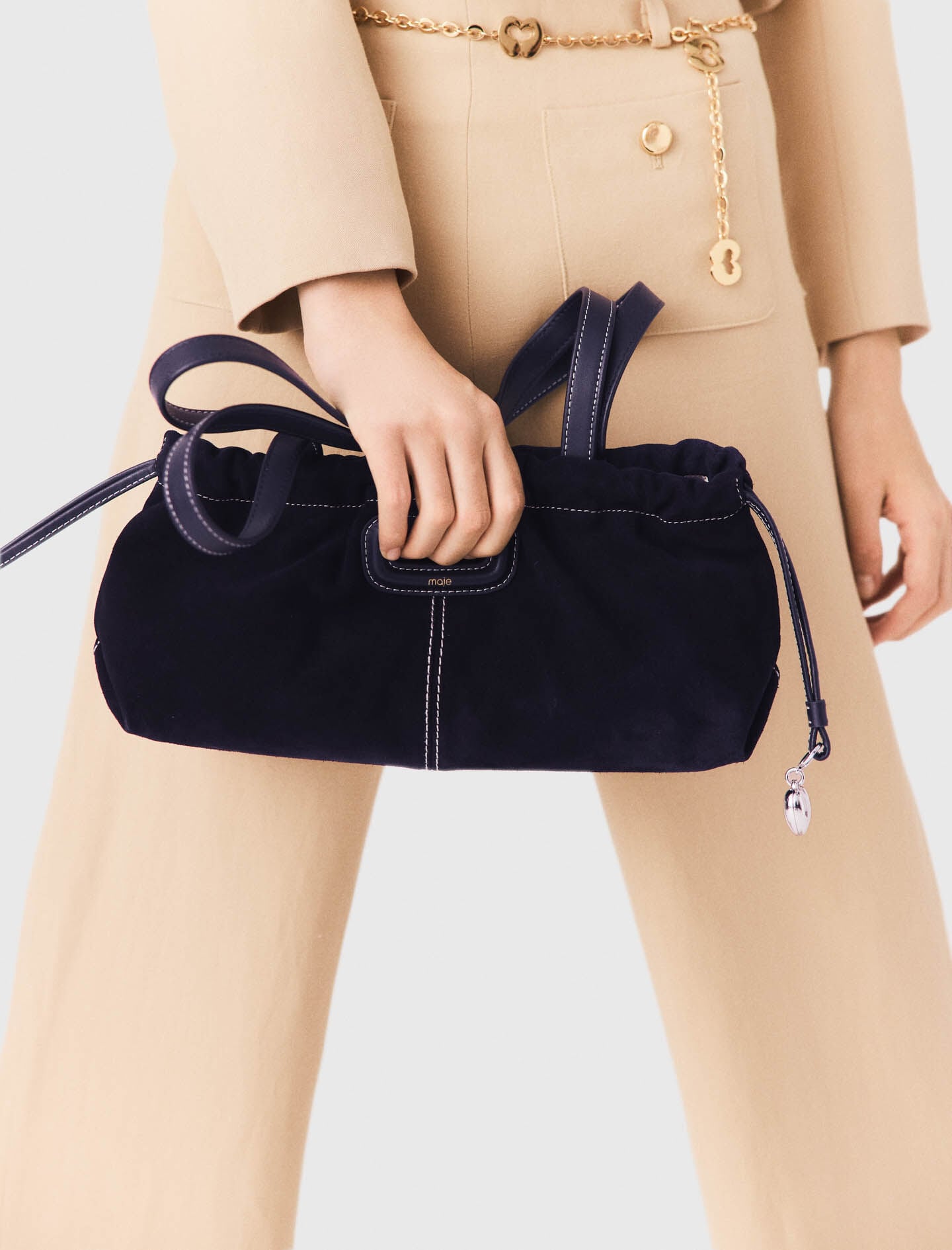 Maje Sale / Topstitched suede Milpli Gazette