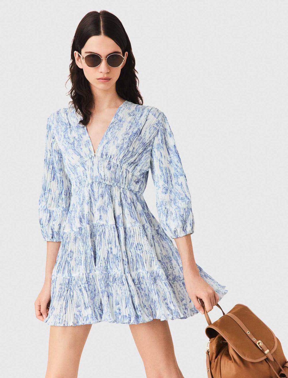 Maje New / Patterned pleated dress
