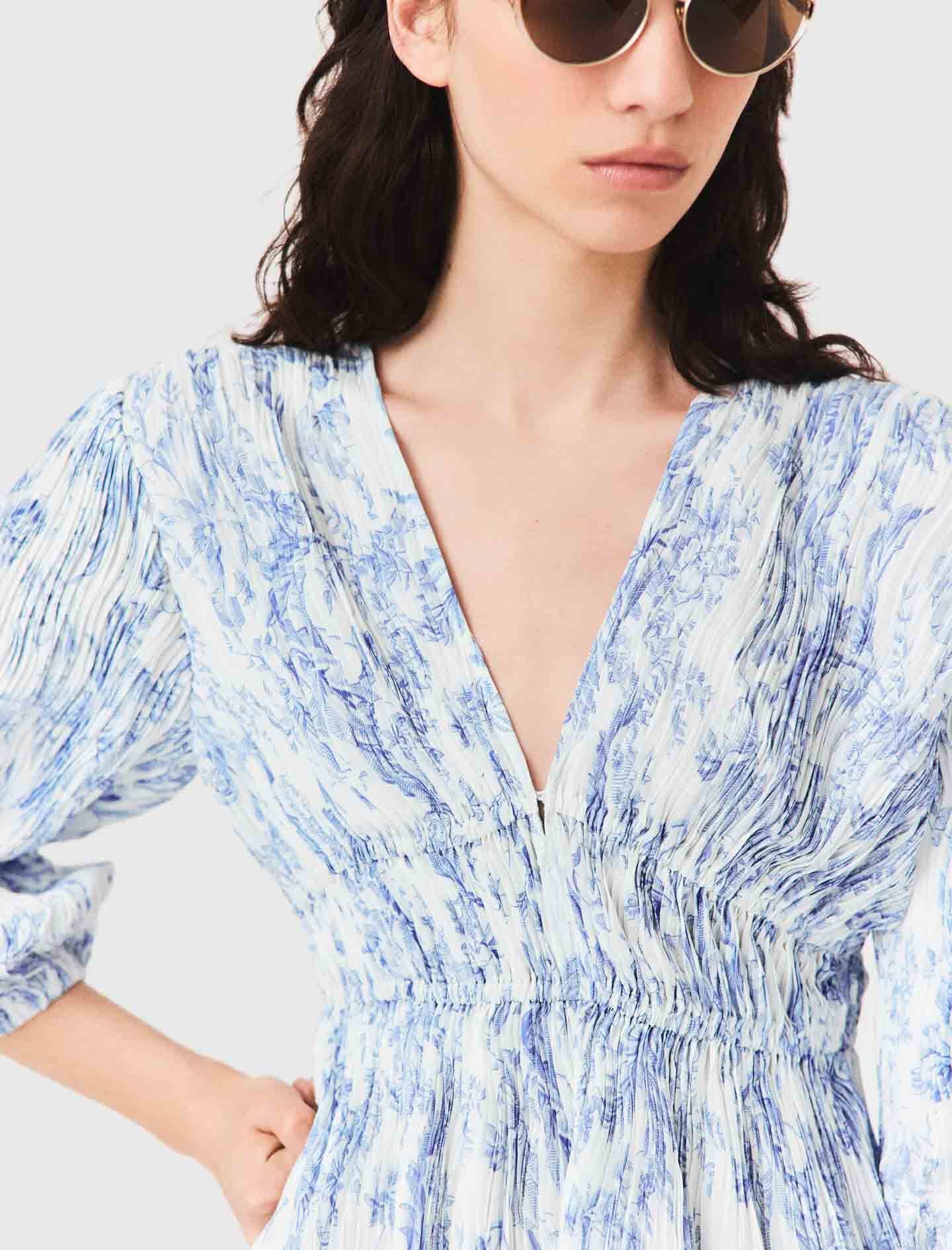 Maje New / Patterned pleated dress