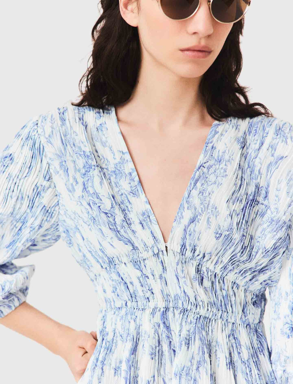 Maje New / Patterned pleated dress