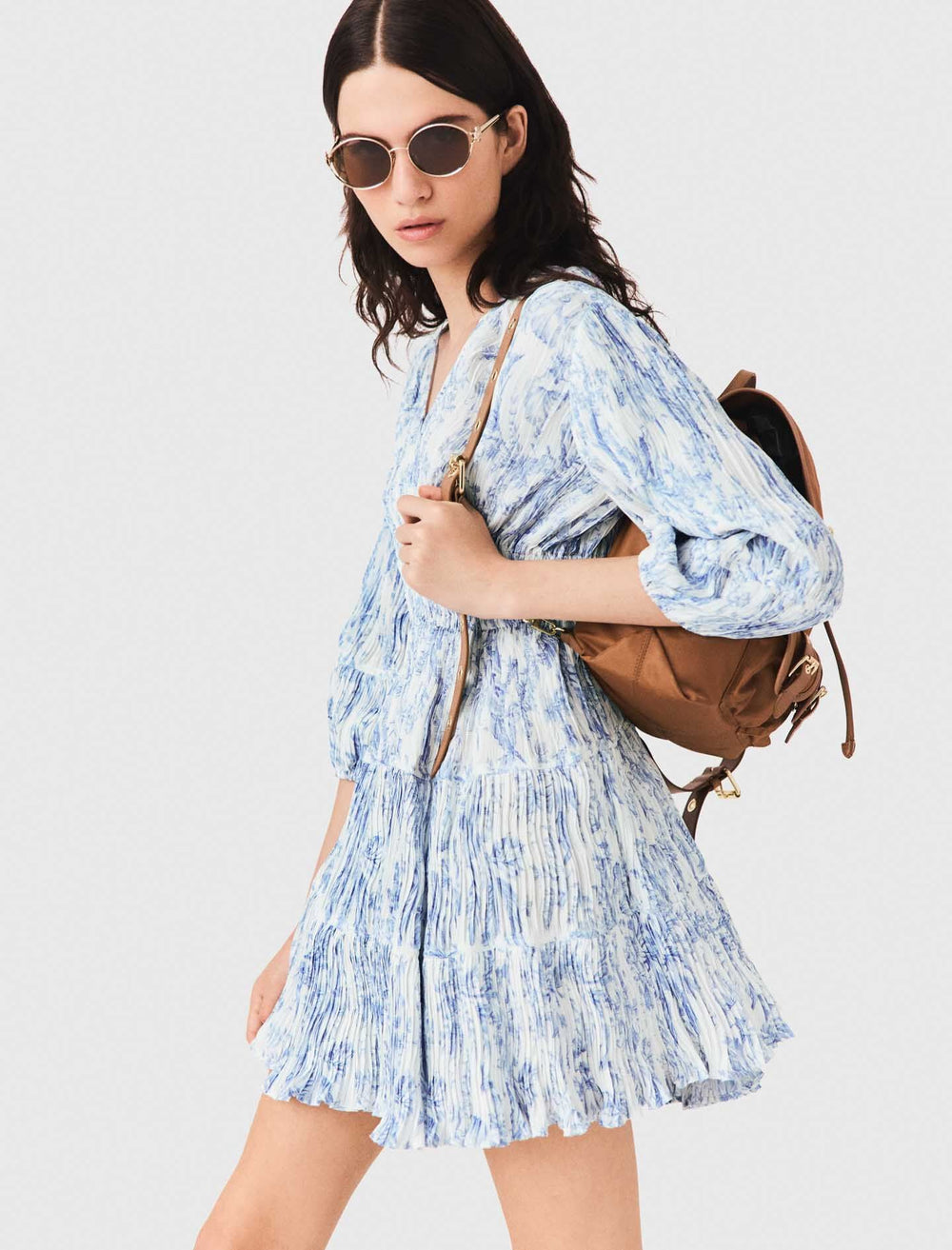 Maje New / Patterned pleated dress