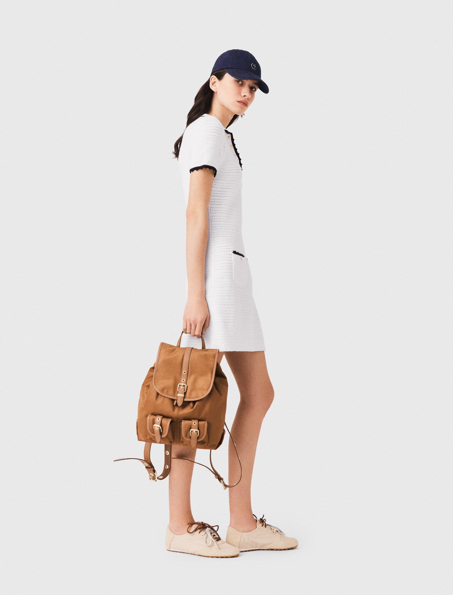 Maje Shop / Knit polo dress with crochet