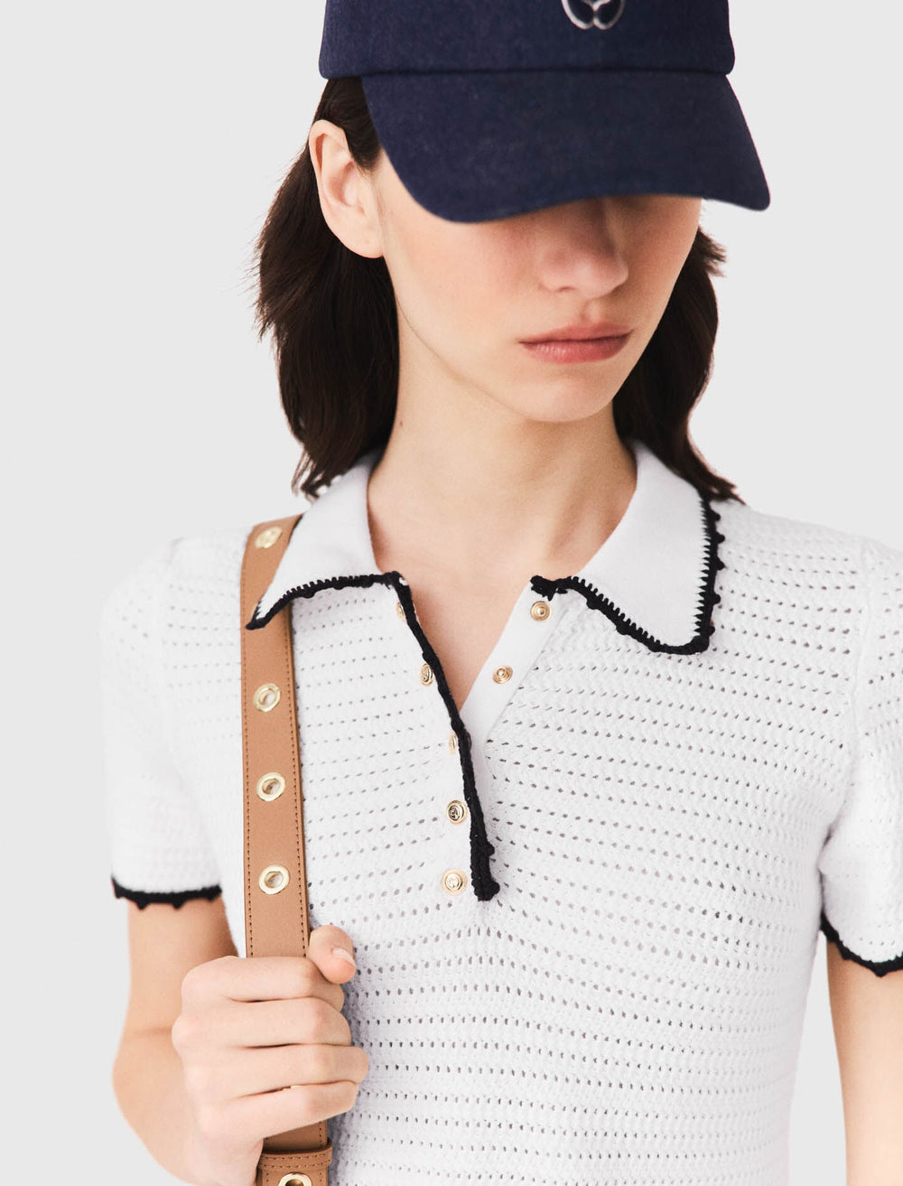 Maje Shop / Knit polo dress with crochet