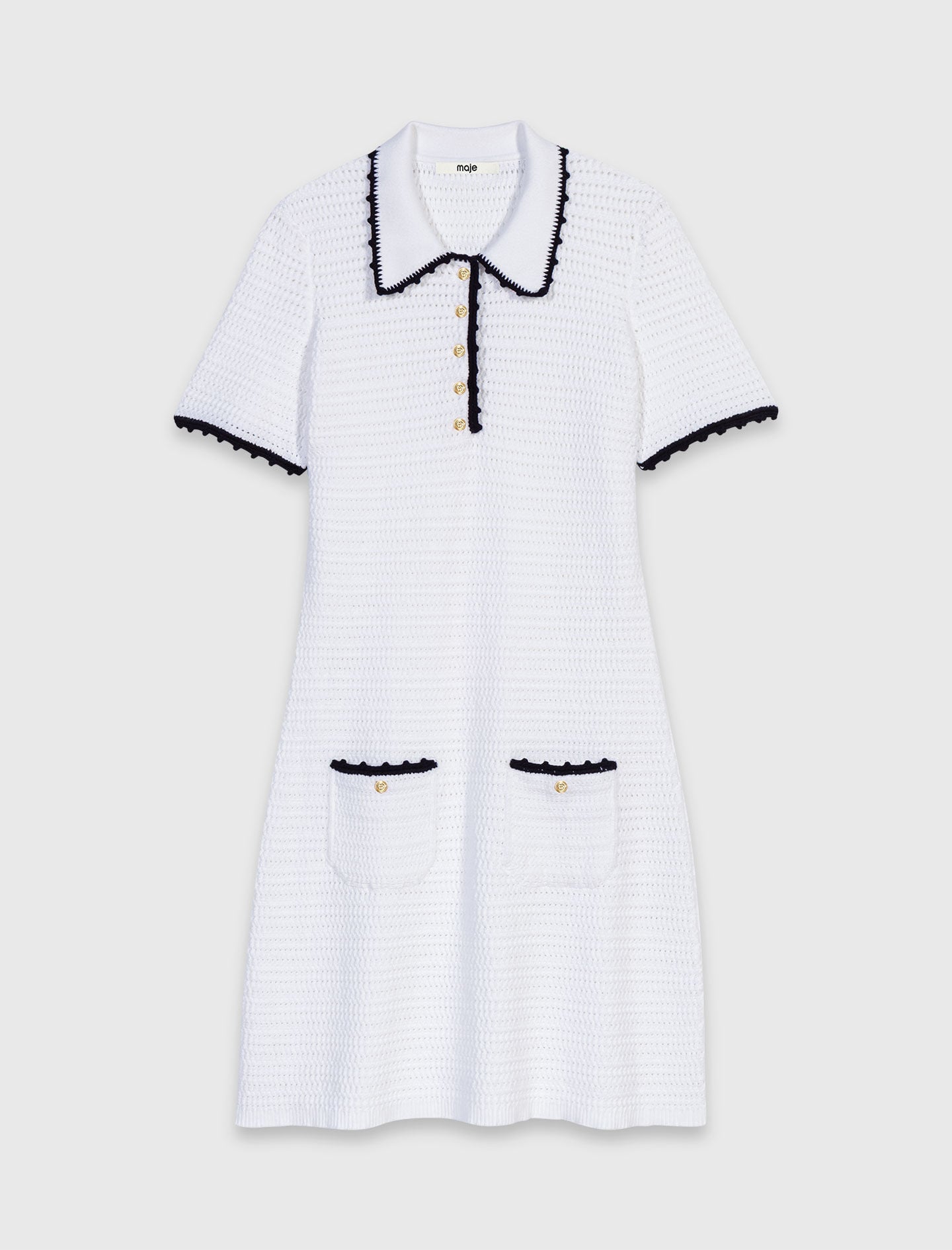 Maje Shop / Knit polo dress with crochet