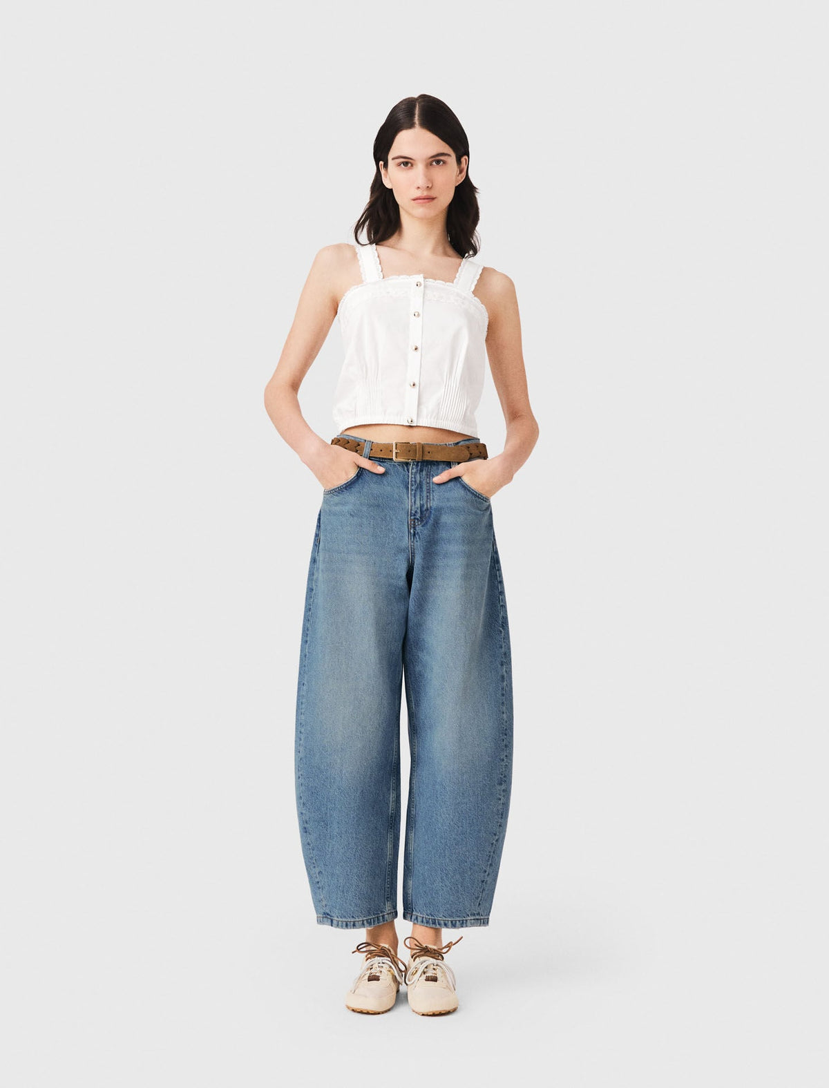 Maje On Sale / Crop top with lace trim