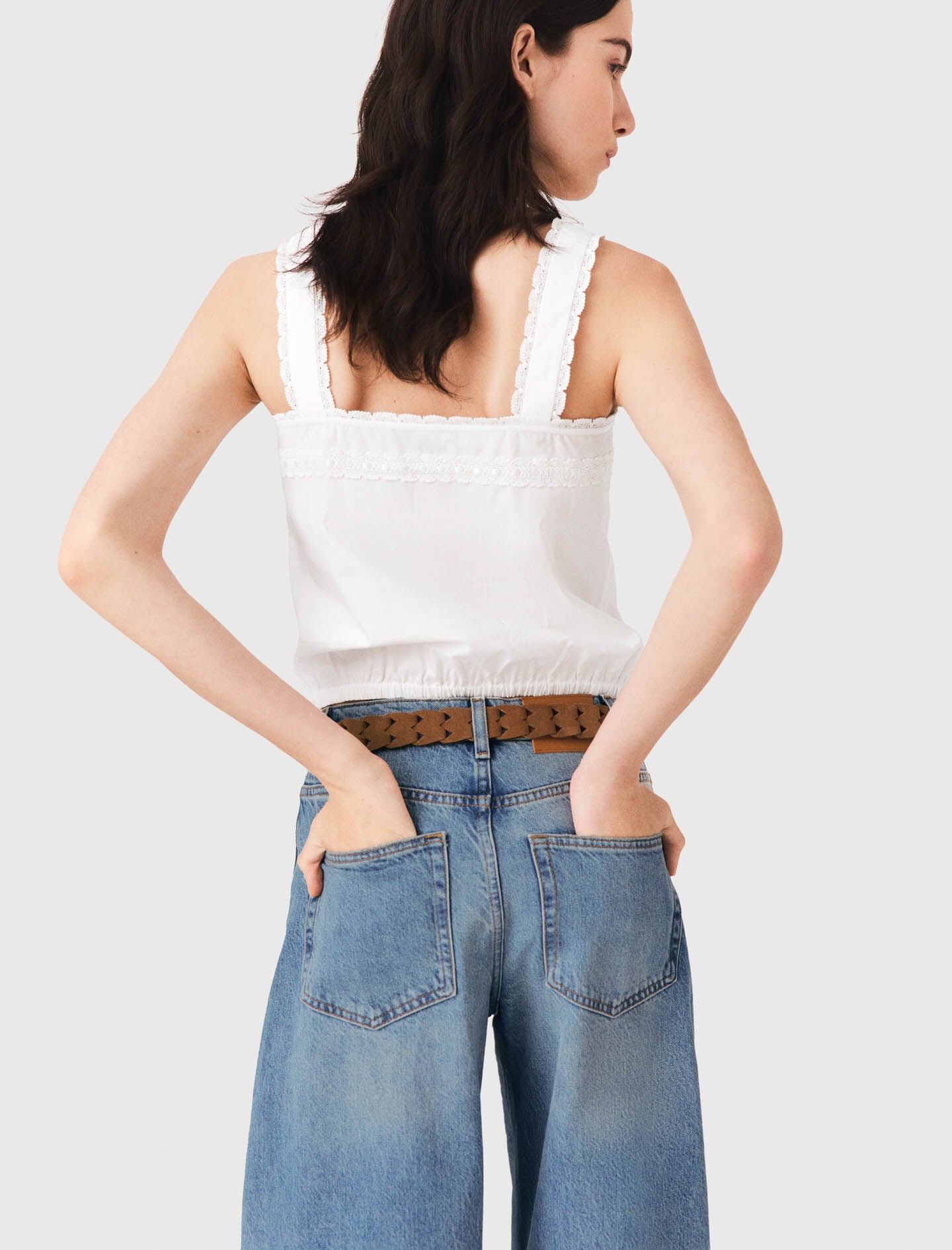 Maje On Sale / Crop top with lace trim