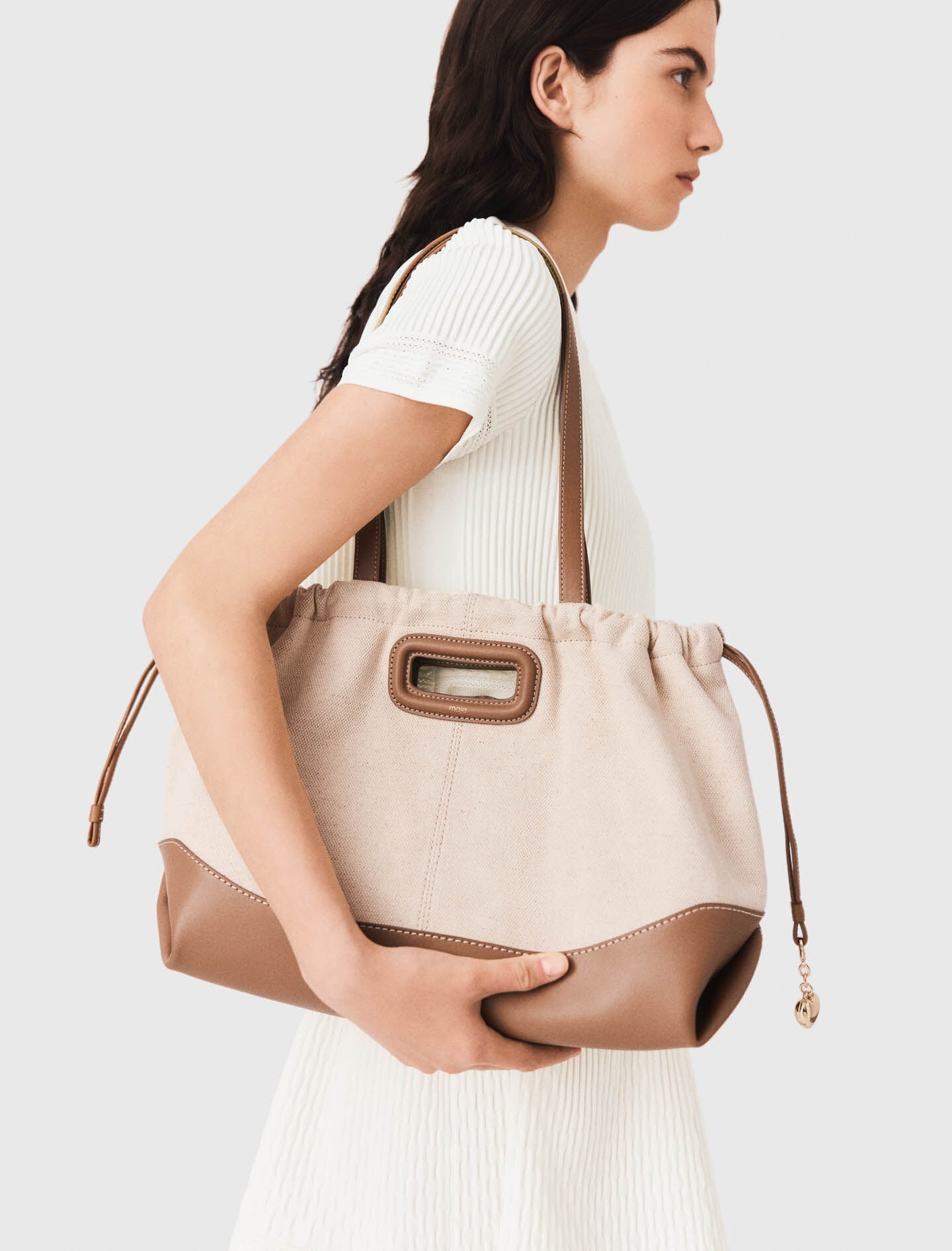 Maje New / Milpli canvas and leather tote bag