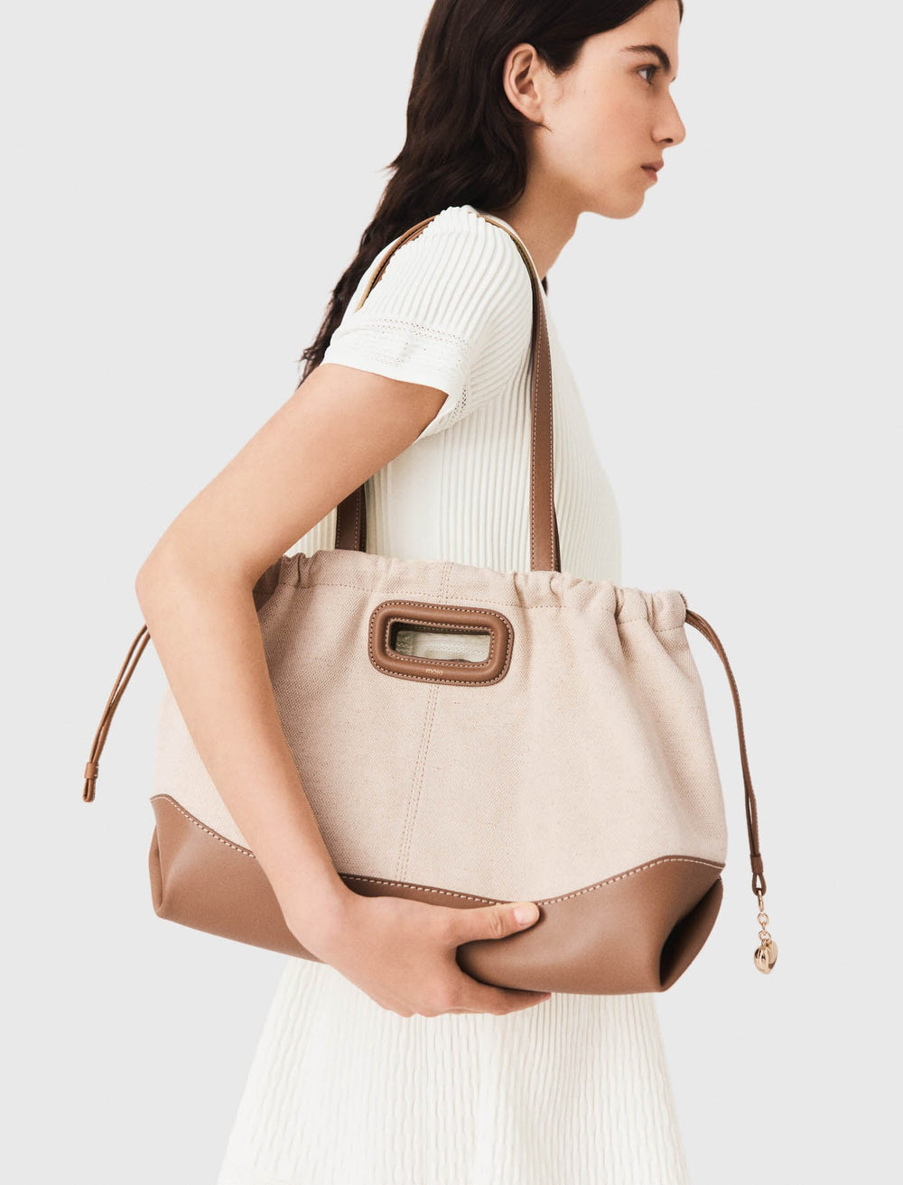 Maje New / Milpli canvas and leather tote bag