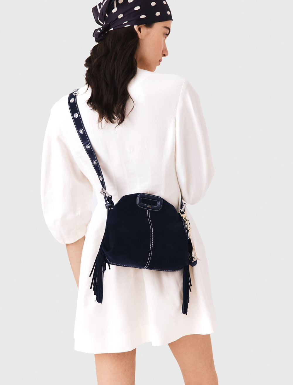 Maje Sale / Topstitched suede mini Miss M bag