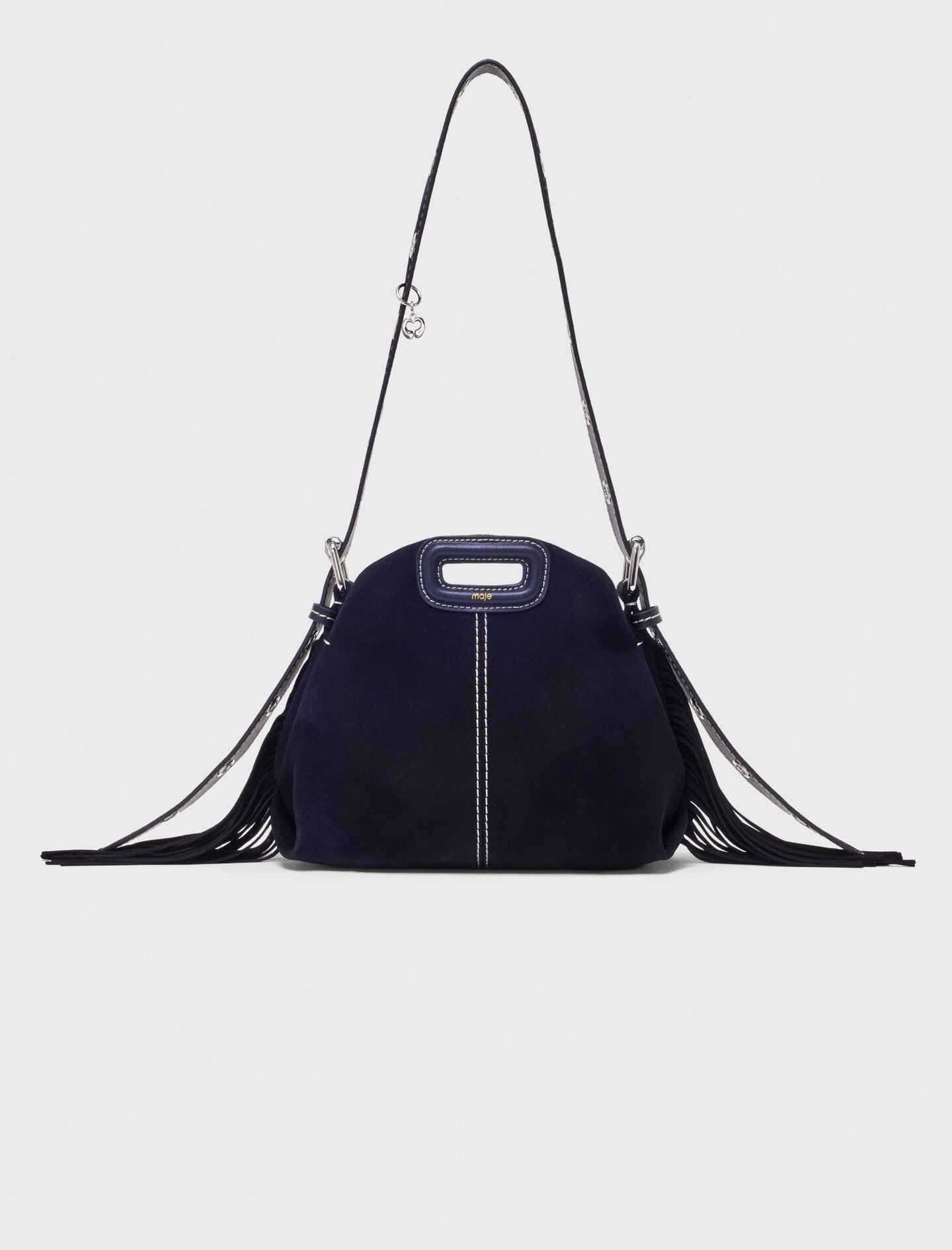 Maje Sale / Topstitched suede mini Miss M bag