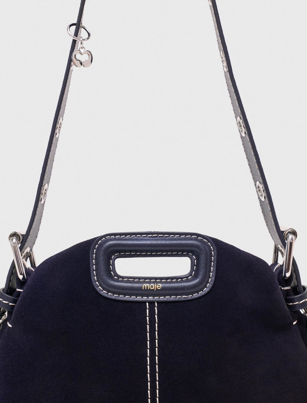 Maje Sale / Topstitched suede mini Miss M bag