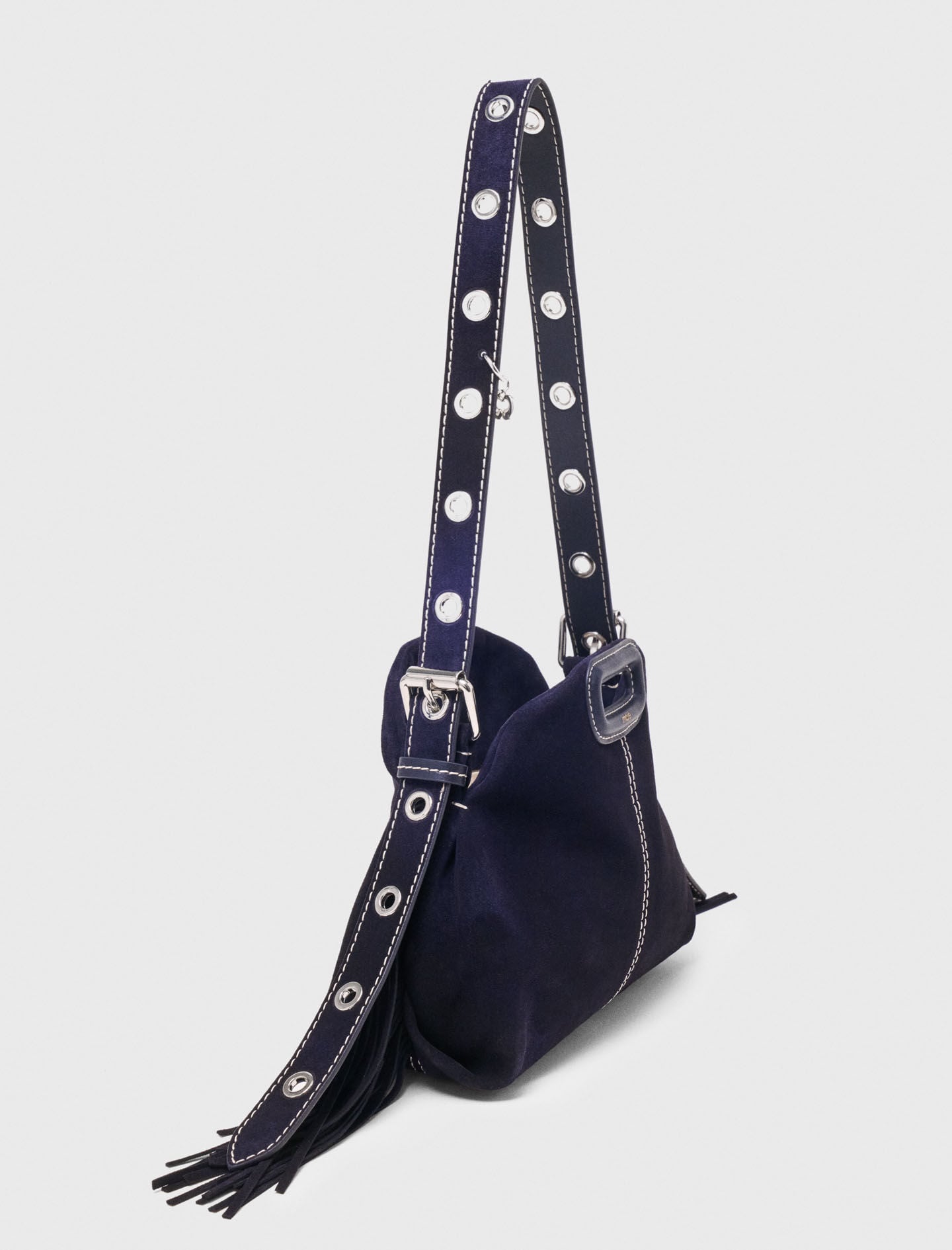 Maje Sale / Topstitched suede mini Miss M bag