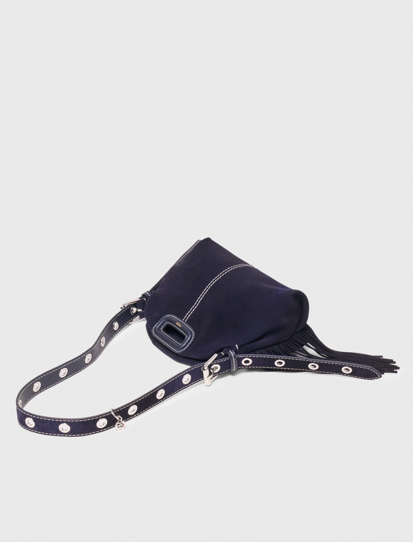 Maje Sale / Topstitched suede mini Miss M bag