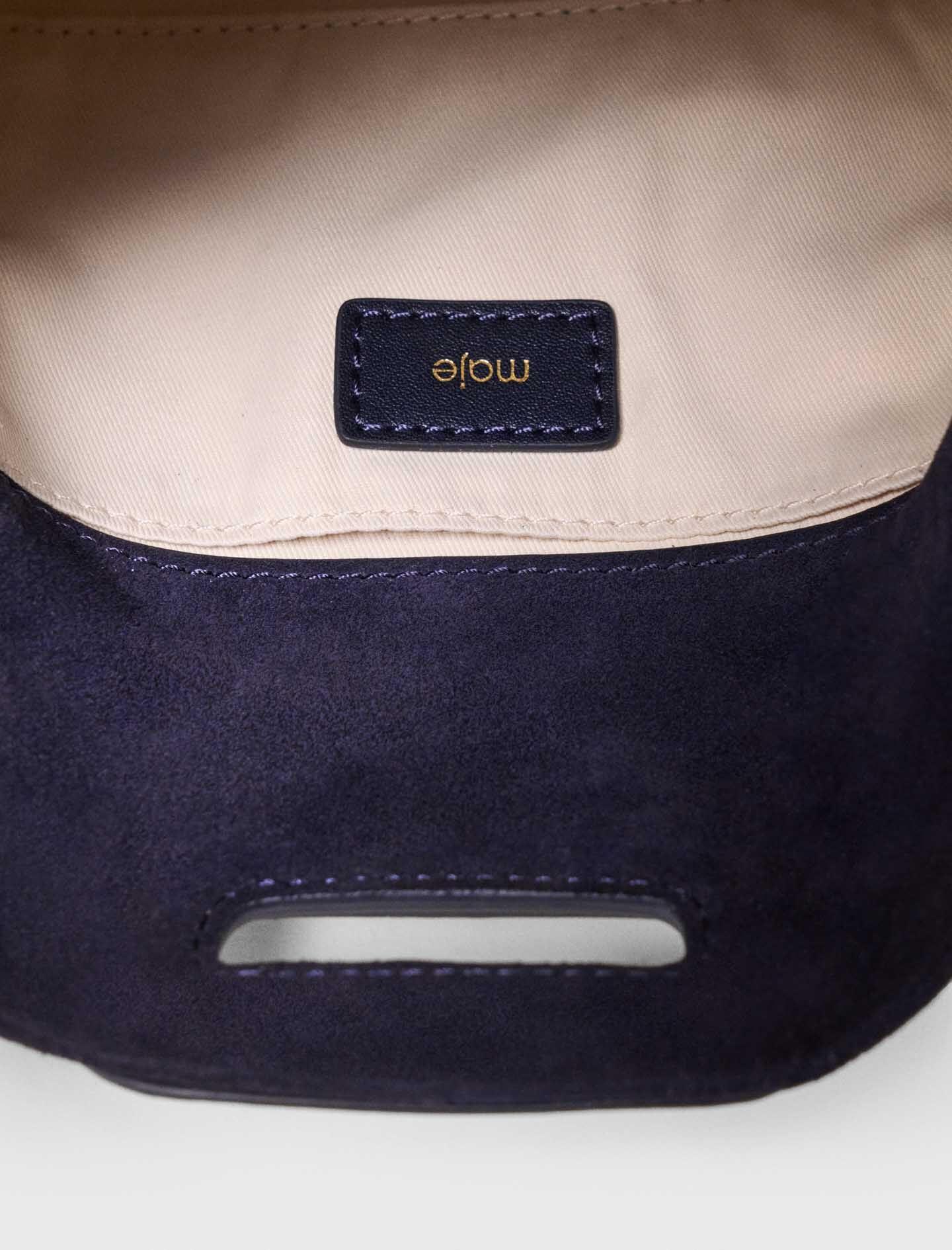 Maje Sale / Topstitched suede mini Miss M bag