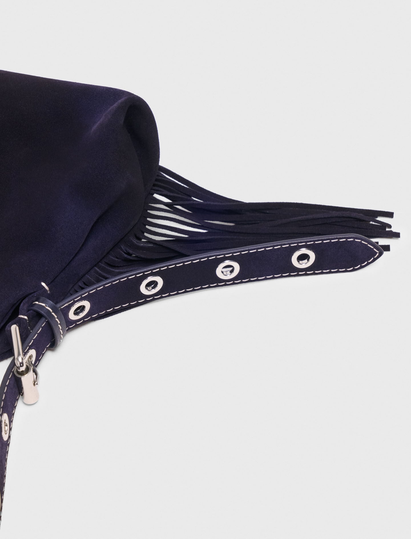 Maje Sale / Topstitched suede mini Miss M bag