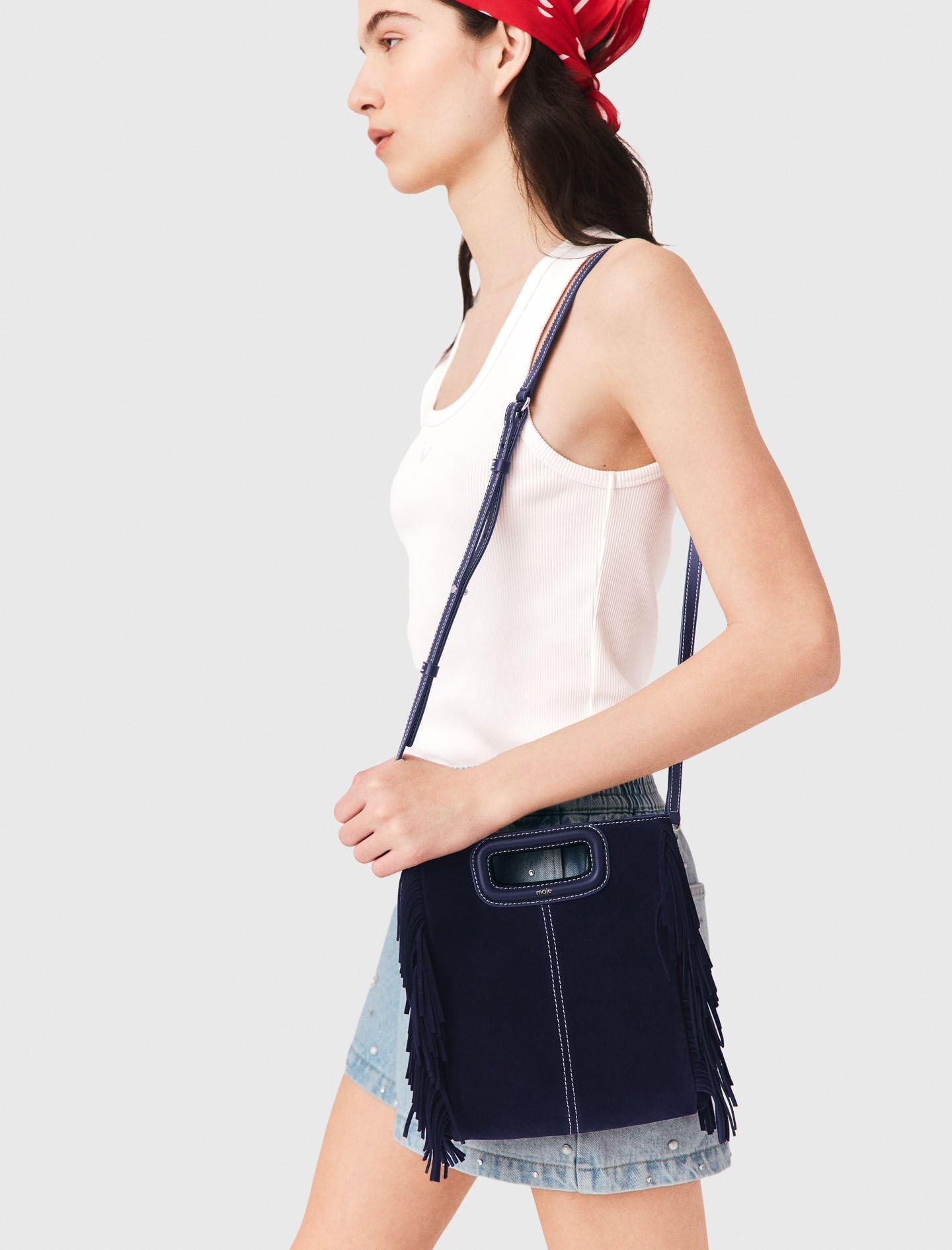 Maje On Sale / Topstitched suede M bag