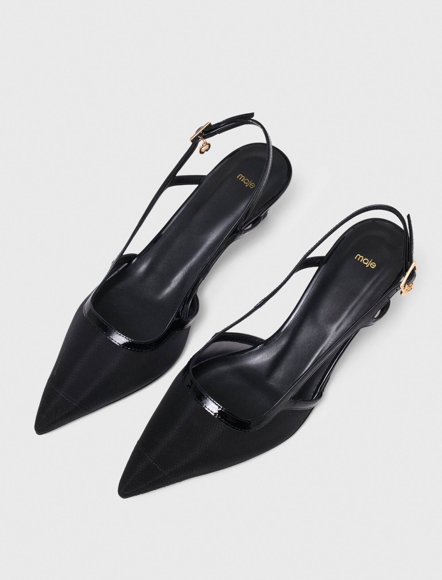 Maje Discount / Leather and mesh slingbacks