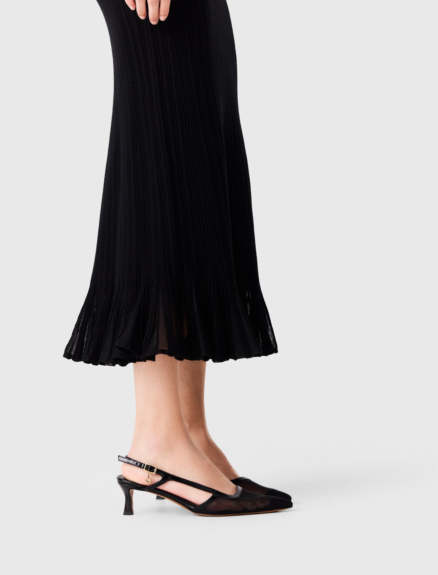 Maje Discount / Leather and mesh slingbacks