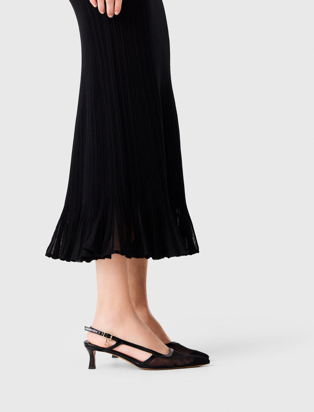 Maje Discount / Leather and mesh slingbacks
