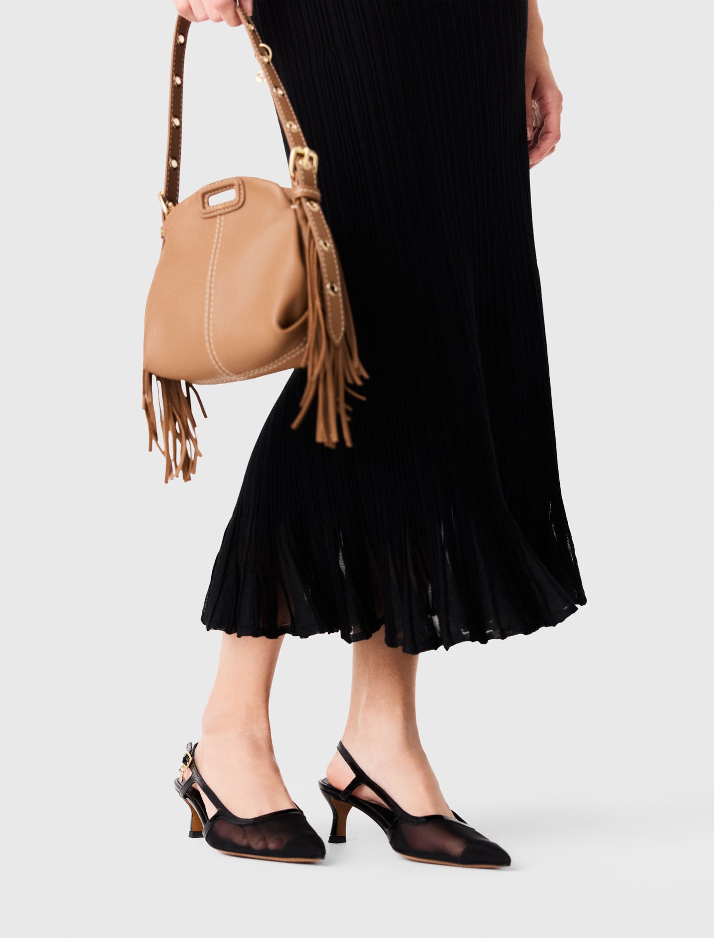 Maje Discount / Leather and mesh slingbacks