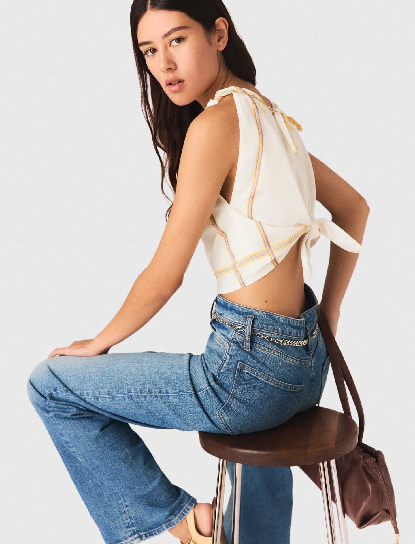 Maje Online / Patterned backless crop top