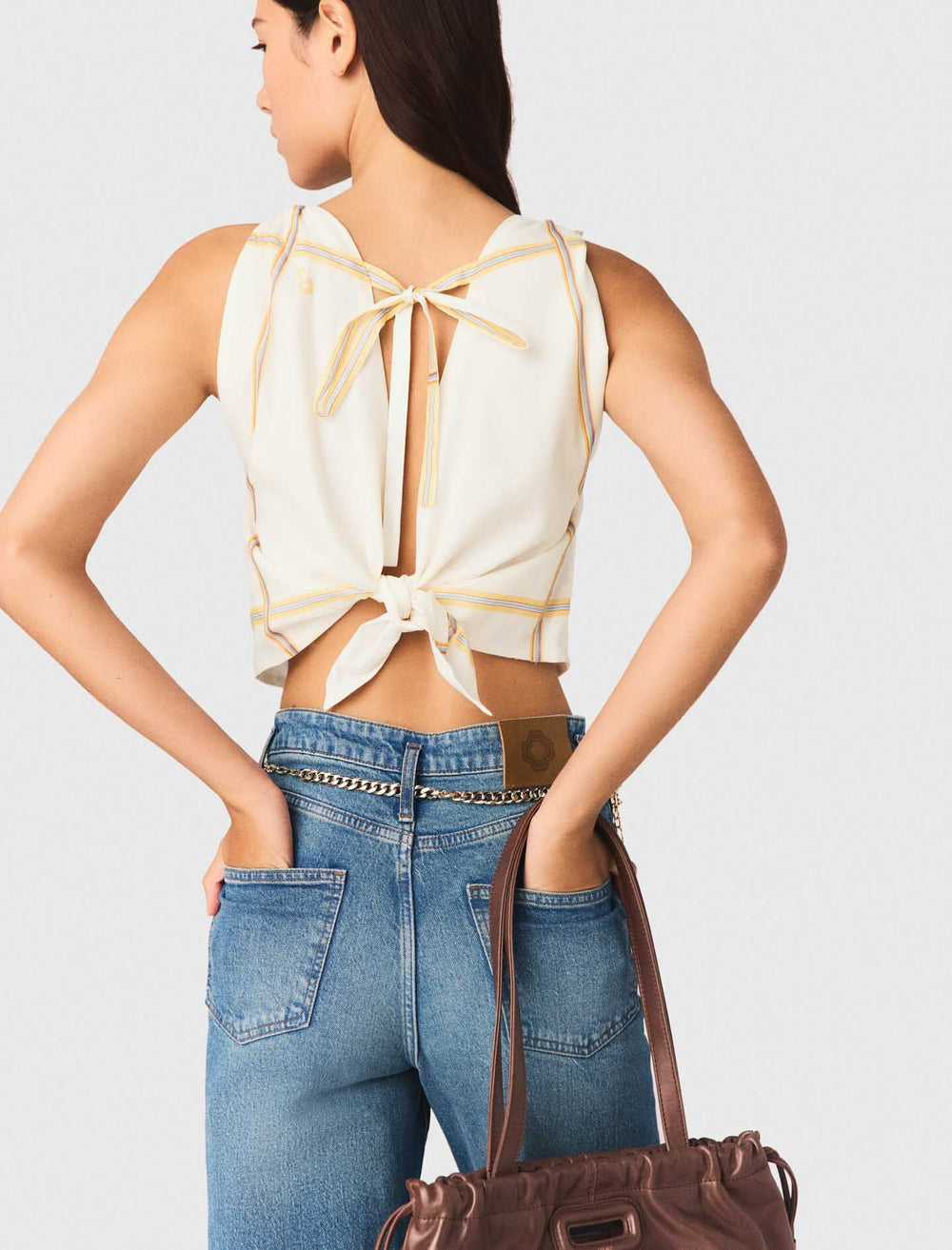 Maje Online / Patterned backless crop top