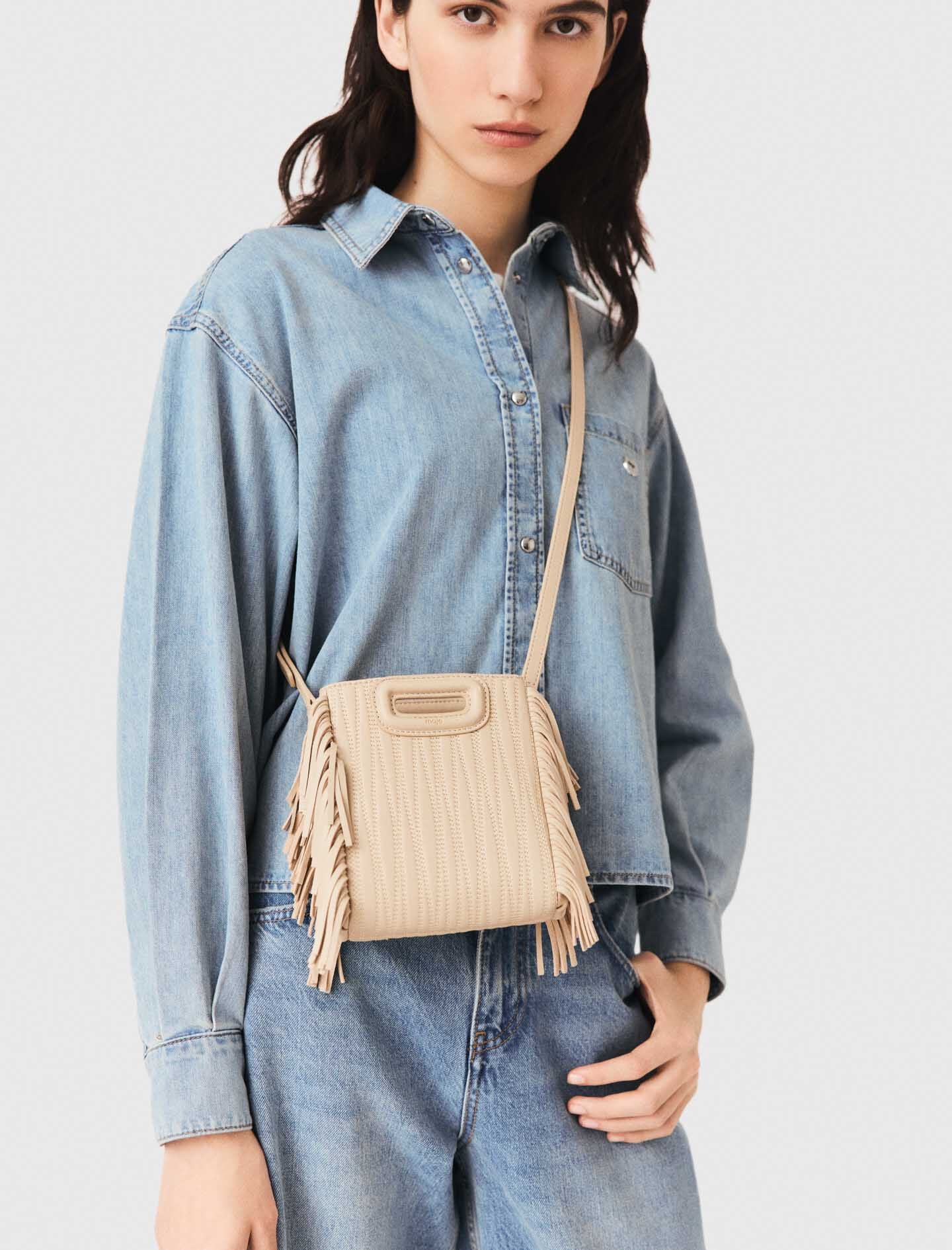 Maje Outlet / Topstitched leather mini M bag