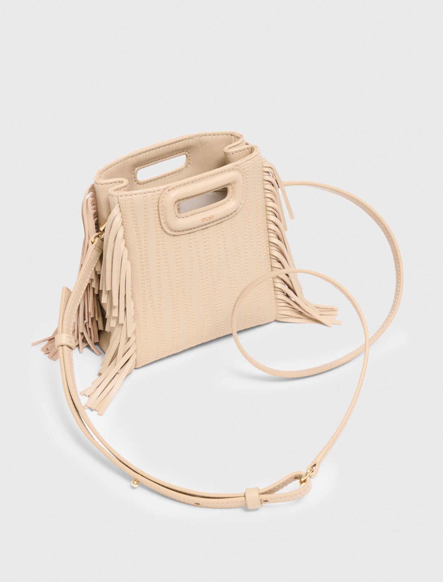 Maje Outlet / Topstitched leather mini M bag