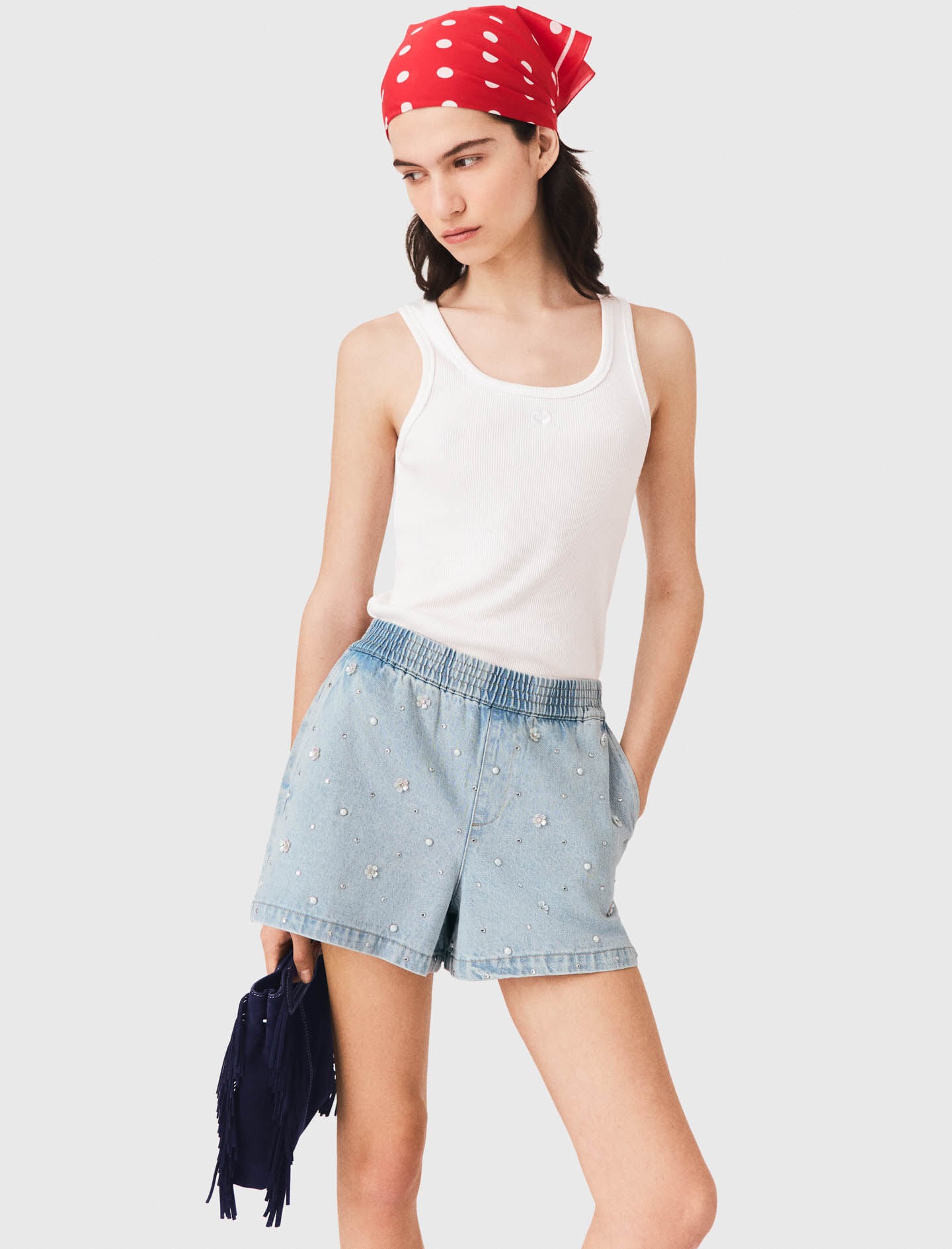 Maje Discount / Floral denim shorts